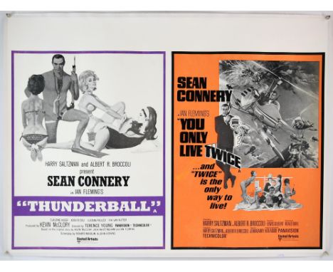 James Bond Thunderball / You Only Live Twice (R-1968) British Quad film poster, linen backed, 30 x 40 inches. 