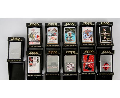 James Bond - Eleven Zippo lighters. Dr. No (1962), From Russia With Love (1963), Goldfinger (1964), Thunderball (1965),  You 