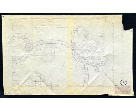 James Bond: Bond 20 Interior Hothouse Stage Set Layout by Peter Lamont dated 2/11/2001, Drawing number 125, folded, 52.5 by 3
