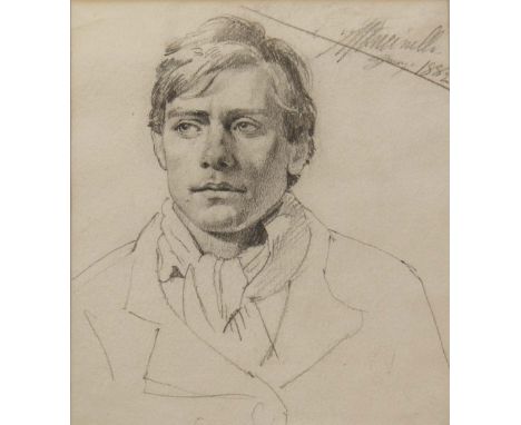 GUSTAVO MANCINELLI (1842-1906) PORTRAIT HEAD AND SHOULDERS OF A YOUNG MAN Signed, inscribed indistinctly and dated 1882, penc