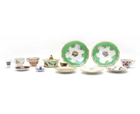 A collection of Flight Barr & Barr ceramics, to include cabinet cups and saucers, floral decorated plates, a feather decorate