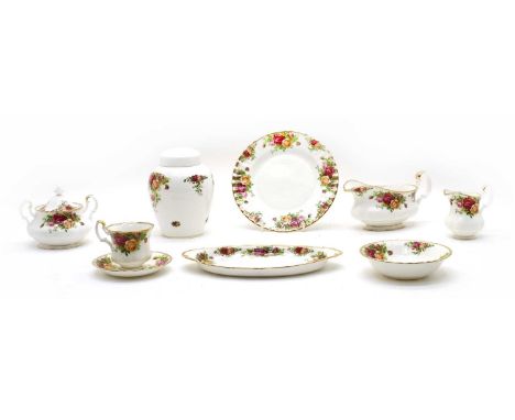 A collection of Royal Albert Old Country Roses dinner wares, to include a sauce boat, sugar bowl, ginger jar and cover, a cre