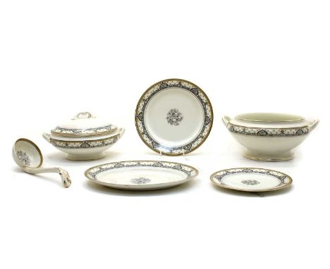 A comprehensive Wedgwood Sylvia pattern dinner service, comprising twelve dinner plates, 26cm diameter ten side plates, 24cm,