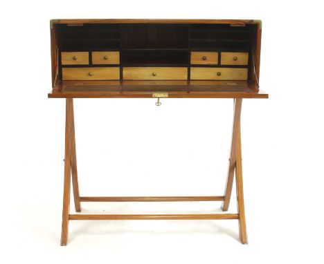 A 'Starbay Indochine' rosewood finish and compass rose inlaid writing desk, the drop fall front opening to reveal leather wri