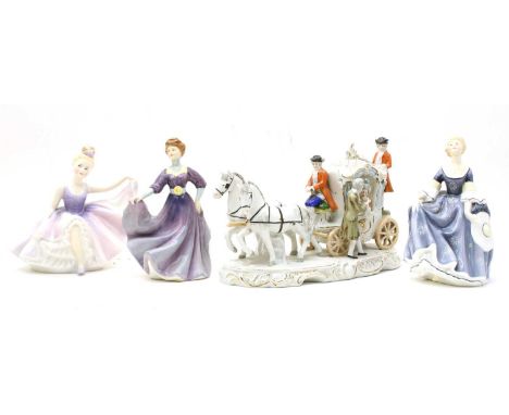 A large collection of decorative ceramic models, to include Royal Doulton figures; Dancing Years, HN2235, Hilary, HN2335, Fra