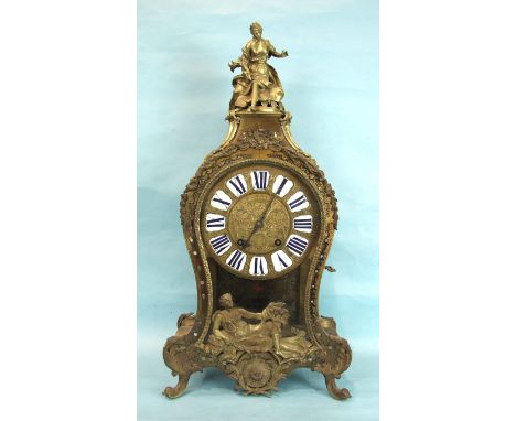 An 18th Century French large Boulle bracket clock of overall balloon shape, the case embellished with gilt metal dial with bl