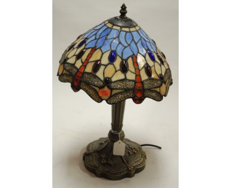 A modern Tiffany style leaded glazed table lamp