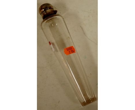 An early 20th century glass hunting flask, of tapered form, having silver plated mount Condition Report / Extra Information G