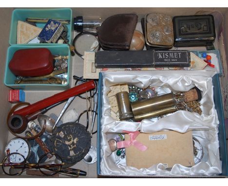 A collection of miscellaneous items to include; silver bangle, silver cased open faced pocket watch, hatpins etc 