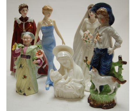 A Royal Worcester Her Majesty Queen Elizabeth II diamond wedding anniversary figure together with a Royal Worcester Queen's 8