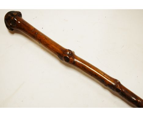 An early 20th century root carved walking stick