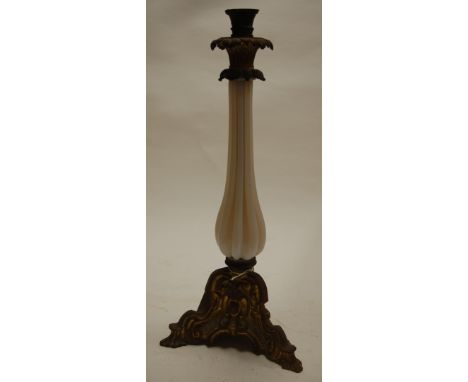 A late 19th century fluted glass and gilt metal mounted table lamp base