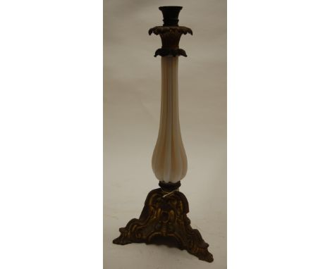 A late 19th century fluted glass and gilt metal mounted table lamp base