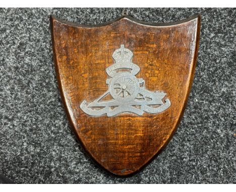 WW2 British Royal Artillery Trench Art Plaque made in Germany in 1945. Size 240mm x 217mm. Hanging hook to reverse. New to th