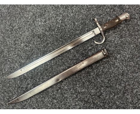 WW2 Imperial Japanese Type 30 Arisaka Bayonet with fullered single edged blade 393mm in length, maker marked for the Nagoya A