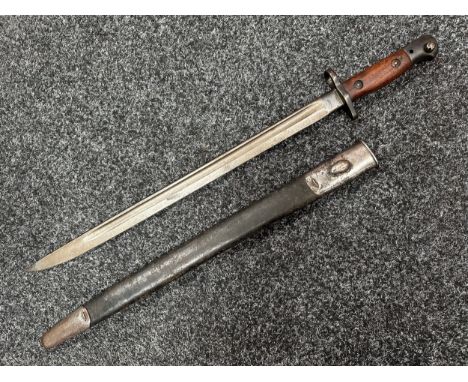 WW1 British 1907 Pattern Bayonet with fullered single edged blade 432mm long blade, maker marked and dated "Wilkinson 4 -16".