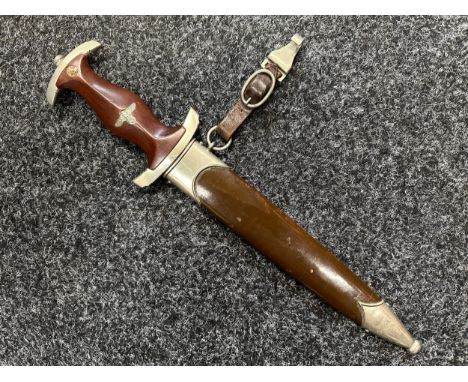 WW2 Third Reich SA Dienstdolch with double edged blade with SA Motto "Alles Fur Deutschland" along with makers mark "Hugo Lin