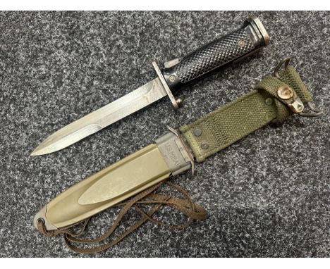 Post war US M5-1 Knife Bayonet with 170mm long blade. Crossguard is stamped "US M5-1" and maker marked "J&amp;D Tool Co.".  B