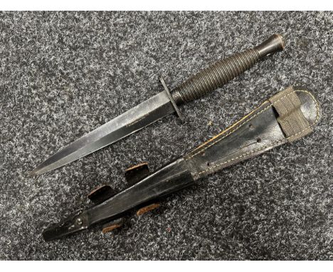 British Third Pattern Fairbairn-Sykes Fighting Knife with double edged blade 175mm in length maker marked "J Nowill &amp; Son