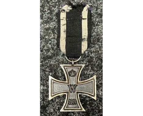 WW1 Imperial German Eisernes Kreuz 2. Klasse 1914. Iron Cross 2nd class 1914 complete with original ribbon. Ring is maker mar