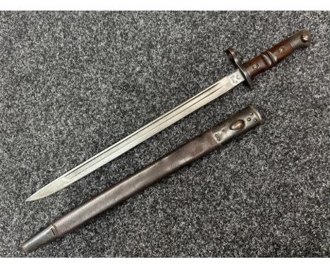 WW1 British P13 Bayonet with single edged fullered blade 427mm in length, marked 1913 plus maker marked and dated "Remington 