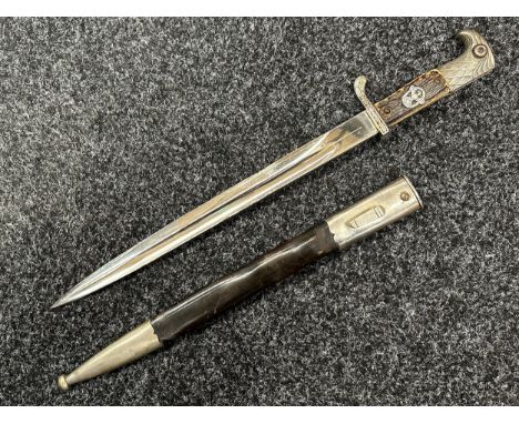 WW2 Third Reich Polizei-Seitengewehre Police Bayonet with single edged fullered blade 333mm in length, maker marked "Carl Eik