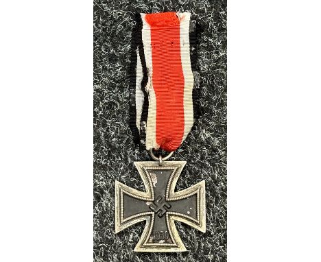 WW2 Third Reich Eisernes Kreuz 2 Klasse Iron Cross 2nd class 1939 complete with ribbon. Maker marked to ring "24". 