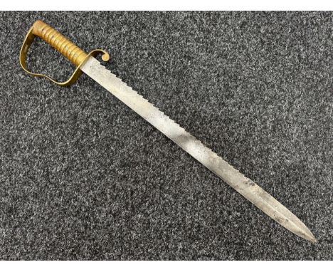 British 1856 Pattern Pioniers Saw Back Short Sword with saw edge blade 570mm in length. Maker marked and dated "Wilkinson, Lo