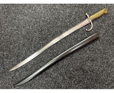 French 1866 Pattern Chassepot Bayonet with single edged fullered blade 575mm in length, maker marked and dated to spine of bl