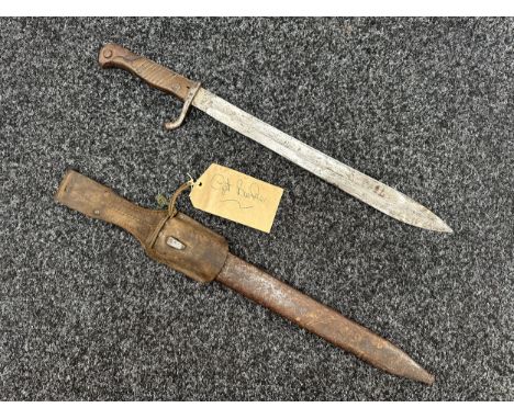 WW1 Imperial German Army Butcher Bayonet with single edged fullered blade 368mm in length, maker marked "R. Stock &amp; Co. B