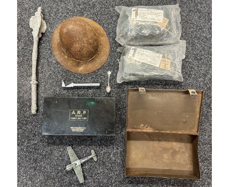 WW2 British and later Mixed Militaria comprising of: WW2 British Firewatchers Steel Helmet complete with liner: ARP Home Firs