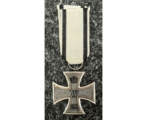 WW1 Imperial German Eisernes Kreuz 2. Klasse 1914. Iron Cross 2nd class 1914 complete with Non Combatant ribbon. Ring is make