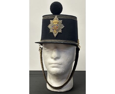 Victorian Sandhurst Cadets Shako complete with helmet plate, black pom-Pom and chinscales. Maker marked "Gillham, York Town, 