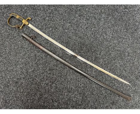 WW2 Third Reich Heer Officers Sword with single edged fullered blade 805mm in length, maker marked "Original Eickhorn, Soling
