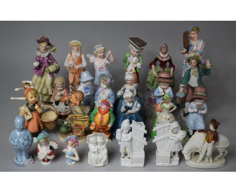 A Collection of Various Continental Ceramic Figural Ornaments, to Comprise Cricketer etc (Some with Condition Flaws) 