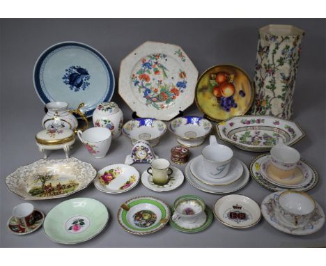 A Collection of Various Continental China to Comprise Miniature Teacups, Plates, Cabinet Cups, Saucers, Plates, Fruit Decorat