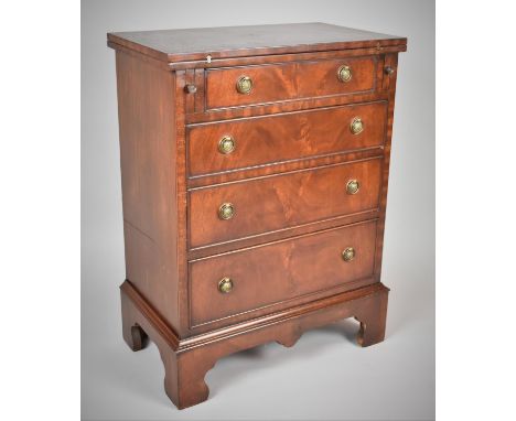 A Reproduction Mahogany Four Drawer Bachelor's Chest with Hinged Top Flap, Bracket Feet, 59cm Wide 