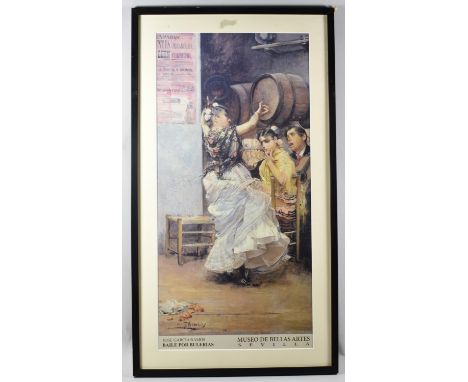 A Framed Vintage Spanish Print of a Flamenco Poster, Museo De Bellas Artes Sevilla, 67.5cm x 32.5cm 