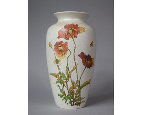 A Poole Vase Decorated with Poppies, 25cm high 