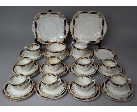 An Edwardian Pattern Teaset to Comprise Nine Cups, Milk, Sugar, Eight Saucers, Twelve Side Plates, Two Cake Plates etc 