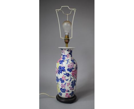 An Oriental Ceramic Table Lamp of Vase Form, 36cm High 