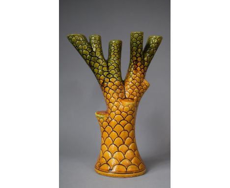 A Glazed Vase in the Form of Five Branch Tree Trunk, 36cm high 