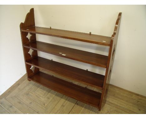 Quality made oak four tier wall shelf (width 105cm)