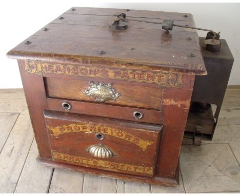Vintage Hearson's Patent Proprietors Spratt's patent mahogany cased egg incubator with Pearson's Champion Incubator No58 Mark