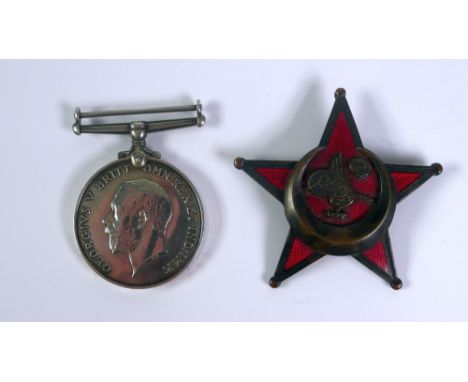 WORLD WAR I 1914-18 SERVICE MEDAL swarded to P-2204 L. Cpl. W. Beattie MFP (lacks ribbon) and a  TURKISH STAR FOR GALLIPOLI C
