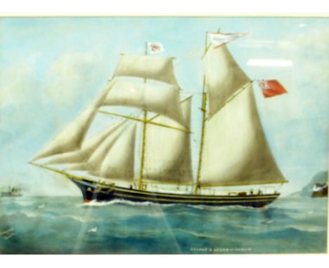 RUBEN CHAPPELL, GOOLE, GOUACHE DRAWING  Ship portrait 'George and Suban' of Dublin signed and titled  14" x 19 1/2" (35.5cm x