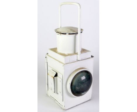 WHITE PAINTED RAILWAY SIGNAL LAMP