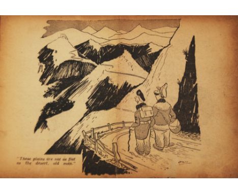 JON (WILLIAM JOHN PHILPIN JONES), "TWO TYPES" CARTOON, British Army Newspaper Unit publication (damaged)