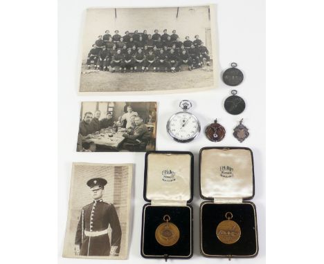 FOUR GRENADIER GUARDS SPORT MEDALLIONS AWARDED TO JOSEPH SEDDON OF LEIGH IN LANCASHIRE,  CIRCA 1930's two being gilt winners 