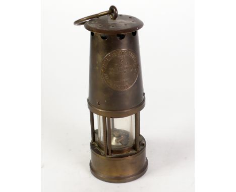 ECCLES PROTECTOR LAMP TYPE SIX MINERS BRASS SAFETY LAMP OF TYPICAL FORM 